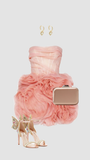 Cute Ball Gown Strapless Pink Tulle Mini Short Formal 7th Grade Homecoming Dresses Middle School Short Prom Dress Hoco Outfits HZ1214