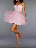 Unique Ball Gown Sweetheart Pink Tulle Short Mini Formal 7th Grade Homecoming Dresses Middle School Short Prom Dress Hoco Outfits HZ1214