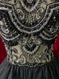 Cute Ball Gown High Neck Black Tulle Mini Short Formal 7th Grade Homecoming Dresses Middle School Short Prom Dress Cocktail Birthday Outfits HZ1214