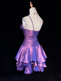 Trendy A Line Spaghetti Straps Grape Mini Short Formal 8th Grade Homecoming Dresses Middle School Short Prom Dress Hoco Outfits HZ1214