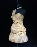 Cute Ball Gown One Shoulder Champagne Taffeta Mini Short Formal 7th Grade Homecoming Dresses Middle School Short Prom Dress Cocktail Birthday Outfits HZ1214