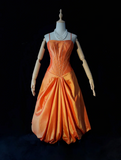 Vintage Ball Gown Spaghetti Straps Orange Taffeta Knee Length Formal 8th Grade Homecoming Dresses Middle School Prom Dress Hoco Outfits HZ1214