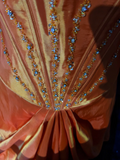Vintage Ball Gown Spaghetti Straps Orange Taffeta Knee Length Formal 8th Grade Homecoming Dresses Middle School Prom Dress Hoco Outfits HZ1214