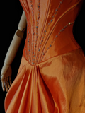 Vintage Ball Gown Spaghetti Straps Orange Taffeta Knee Length Formal 8th Grade Homecoming Dresses Middle School Prom Dress Hoco Outfits HZ1214