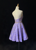 Unique A Line Sweetheart Satin Lilac Lace Short Mini Formal 7th Grade Homecoming Dresses Middle School Short Cocktail Night Dress Hoco Outfits HZ1214