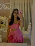 Cute A line Spaghetti Straps Pink Short Satin Formal 8th Grade Homecoming Dresses Summer Middle School Hoco Dress Homecoming Outfits HZ1214