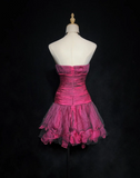 Unique Ball Gown Spaghetti Straps Pink Tulle Short Mini Formal 7th Grade Homecoming Dresses Middle School Short Cocktail Night Dress Hoco Outfits HZ1214