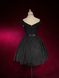 Vintage Ball Gown Off The Shoulder Black Lace Formal 8th Grade Homecoming Dresses Middle School Short Prom Dress Hoco Outfits HZ1214