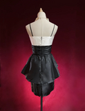 Unique Sheath Spaghetti Straps Black Short Mini Formal 7th Grade Homecoming Dresses Middle School Short Cocktail Night Dress Hoco Outfits HZ1214