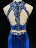 Unique Sheath 2 Pieces Royal Blue Velvet Short Mini Formal 7th Grade Homecoming Dresses Middle School Short Cocktail Night Dress Hoco Outfits HZ1214