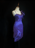 Trendy Sheath Spaghetti Straps Grape Mini Short Formal 8th Grade Homecoming Dresses Middle School Cocktail Dress Hoco Outfits HZ1214