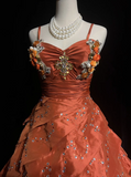 Cute Ball Gown Sweetheart Orange Taffeta Layers Formal 7th Grade Homecoming Dresses Middle School Short Prom Dress Cocktail Birthday Outfits HZ1214