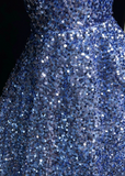 Cute Ball Gown Spaghetti Straps Blue Sequin Short Mini Formal 8th Grade Homecoming Dresses Middle School Cocktail Night Dress Hoco Outfits HZ1214