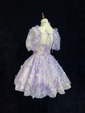 Sexy Ball Gown Square Neck Short Sleeves Lilac Tulle Short Mini Formal 7th Grade Homecoming Dresses Middle School Cocktail Night Dress Hoco Outfits HZ1214