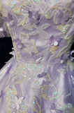 Sexy Ball Gown Square Neck Short Sleeves Lilac Tulle Short Mini Formal 7th Grade Homecoming Dresses Middle School Cocktail Night Dress Hoco Outfits HZ1214