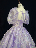 Sexy Ball Gown Square Neck Short Sleeves Lilac Tulle Short Mini Formal 7th Grade Homecoming Dresses Middle School Cocktail Night Dress Hoco Outfits HZ1214