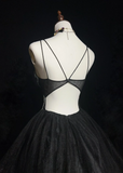 Cute Ball Gown Spaghetti Straps Black Tulle Backless Short Mini Formal 8th Grade Homecoming Dresses Middle School Cocktail Night Dress Hoco Outfits HZ1214