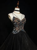 Cute Ball Gown Spaghetti Straps Black Tulle Backless Short Mini Formal 8th Grade Homecoming Dresses Middle School Cocktail Night Dress Hoco Outfits HZ1214