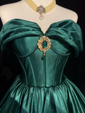 Trendy Ball Gown Off The Shoulder Green Satin Mini Short Formal 8th Grade Homecoming Dresses Middle School Hoco Dress Cocktail Outfits HZ1214