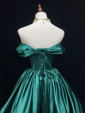 Trendy Ball Gown Off The Shoulder Green Satin Mini Short Formal 8th Grade Homecoming Dresses Middle School Hoco Dress Cocktail Outfits HZ1214