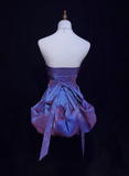 Vintage Ball Gown Strapless Taffeta Grape Mini Short Formal 8th Grade Homecoming Dresses Middle School Hoco Dress Cocktail Outfits HZ1214