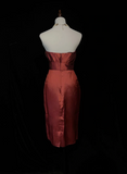 Trendy Sheath Spaghetti Straps Rust Red Knee Length Formal 8th Grade Homecoming Dresses Middle School Cocktail Dress Hoco Outfits HZ1214