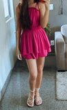 Cute A line Spaghetti Straps Pink Short Chiffon Formal 8th Grade Homecoming Dresses Summer Middle School Hoco Dress Homecoming Outfits HZ1214
