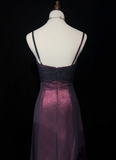 Elegant A line Spaghetti Straps Grape Tulle Long Prom Dresses Party Dress Summer 20th Birthday Outfits 18th Birthday Dresses HZ1214