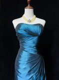 Trendy Sheath Strapless Navy Blue Knee Length Formal 8th Grade Homecoming Dresses Middle School Cocktail Dress Hoco Outfits HZ1214