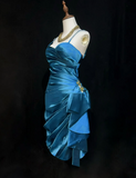 Trendy Sheath Spaghetti Straps Blue Knee Length Formal 8th Grade Homecoming Dresses Middle School Cocktail Dress Hoco Outfits HZ1214