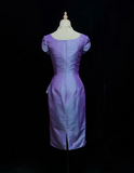 Vintage Sheath Square Neck Grape Taffeta Knee Length Formal 8th Grade Homecoming Dresses Middle School Cocktail Dress Hoco Outfits HZ1214