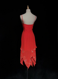 Vintage High Low Red Chiffon Knee Length Formal 8th Grade Homecoming Dresses Middle School Cocktail Dress Hoco Outfits HZ1214