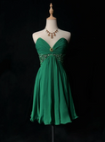 Vintage A line Sweetheart Green Chiffon Short Formal 8th Grade Homecoming Dresses Middle School Cocktail Dress Mini Hoco Outfits HZ1214