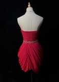 Vintage Sheath Sweetheart Red Chiffon Short Formal 8th Grade Homecoming Dresses Middle School Cocktail Dress Mini Hoco Outfits HZ1214