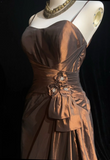 Pretty A line Spaghetti Straps Brown Taffeta Long Prom Dresses Party Dress Summer 20th Birthday Outfits 18th Birthday Dresses HZ1214