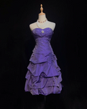 Vintage Ball Gown Sweetheart Grape Taffeta Knee Length Formal 8th Grade Homecoming Dresses Middle School Cocktail Dress Hoco Outfits HZ1214