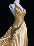Vintage A Line Halter Gold Taffeta Tea Length Formal 8th Grade Homecoming Dresses Middle School Cocktail Dress Hoco Outfits HZ1214