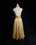 Vintage A Line Halter Gold Taffeta Tea Length Formal 8th Grade Homecoming Dresses Middle School Cocktail Dress Hoco Outfits HZ1214