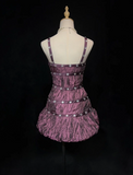 Vintage Sheath Spaghetti Straps Grape Taffeta Short Mini Formal 8th Grade Homecoming Dresses Middle School Cocktail Dress Hoco Outfits HZ1214
