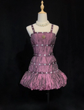 Vintage Sheath Spaghetti Straps Grape Taffeta Short Mini Formal 8th Grade Homecoming Dresses Middle School Cocktail Dress Hoco Outfits HZ1214