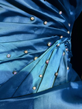Vintage Ball Gown Spaghetti Straps Blue Satin Short Mini Formal 8th Grade Homecoming Dresses Middle School Cocktail Dress Hoco Outfits HZ1214