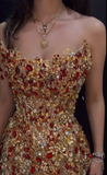 Trendy Sheath Strapless Beads Gold Mini Short Formal 8th Grade Homecoming Dresses Middle School Cocktail Dress Cocktail Outfits HZ1214