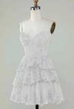 Unique A line Spaghetti Straps Blue Lace Short Mini Formal 7th Grade Homecoming Dresses Middle School Short Cocktail Night Dress Hoco Outfits HZ1214