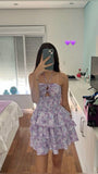 Cute A line Halter Lilac Mini Short Formal 8th Grade Homecoming Dresses Summer Middle School Hoco Dress Homecoming Outfits HZ1214