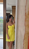 Cute A line Spaghetti Straps Yellow Mini Short Formal 8th Grade Homecoming Dresses Summer Middle School Hoco Dress Homecoming Outfits HZ1214