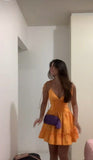 Pretty A line Spaghetti Straps Orange Mini Short Formal 8th Grade Homecoming Dresses Summer Middle School Hoco Dress Homecoming Outfits HZ1214