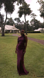 Elegant Mermaid One Shoulder Grape Long Prom Dresses Party Dress 21st Birthday Outfits Graduation Dresses HZ1121