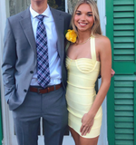 Classy Sheath Sweetheart Neck Yellow Short Mini Formal 8th Grade Homecoming Dresses Middle School Hoco Court Dress 21st Birthday Dress Hoco Outfits HZ1121