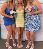 Classy Sheath Sweetheart Neck Yellow Short Mini Formal 8th Grade Homecoming Dresses Middle School Hoco Court Dress 21st Birthday Dress Hoco Outfits HZ1121