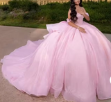 Niulatu Ball Gown Off The Shoulder Pink Tulle Long Quinceanera Dress Formal Gowns Vestido De 15 Anos Sweet 16 Dress HZ1214
